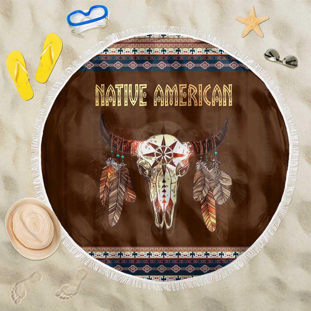 Native Skull Christmas Design Beach Blanket Xmas Holiday Patterns - Wonder Print Shop