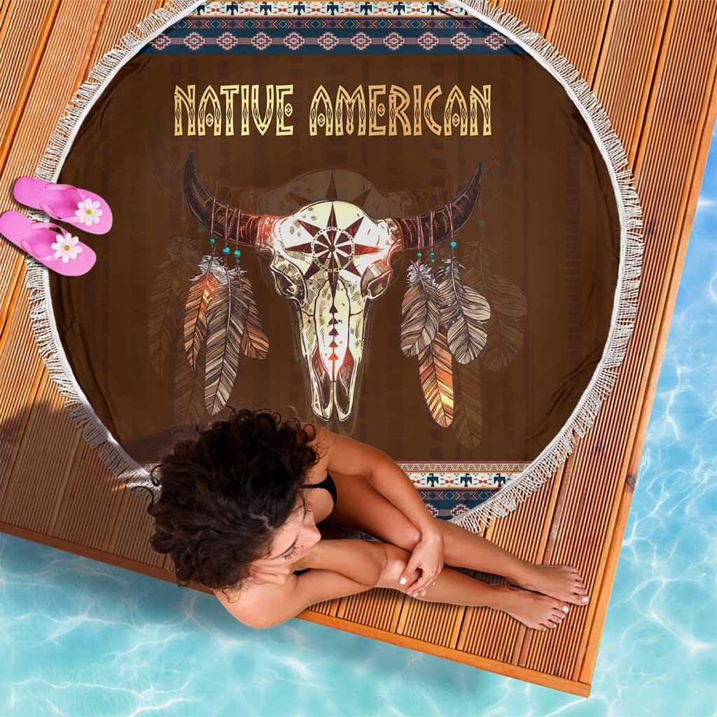 Native Skull Christmas Design Beach Blanket Xmas Holiday Patterns - Wonder Print Shop