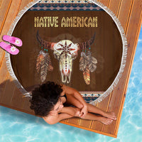 Native Skull Christmas Design Beach Blanket Xmas Holiday Patterns - Wonder Print Shop