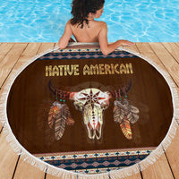 Native Skull Christmas Design Beach Blanket Xmas Holiday Patterns - Wonder Print Shop
