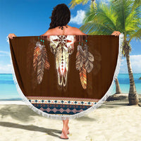 Native Skull Christmas Design Beach Blanket Xmas Holiday Patterns - Wonder Print Shop