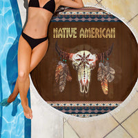Native Skull Christmas Design Beach Blanket Xmas Holiday Patterns - Wonder Print Shop