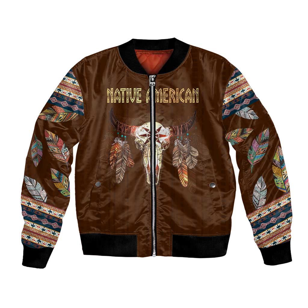 Native Skull Christmas Design Bomber Jacket Xmas Holiday Patterns - Wonder Print Shop