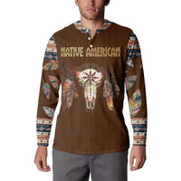 Native Skull Christmas Design Button Sweatshirt Xmas Holiday Patterns - Wonder Print Shop