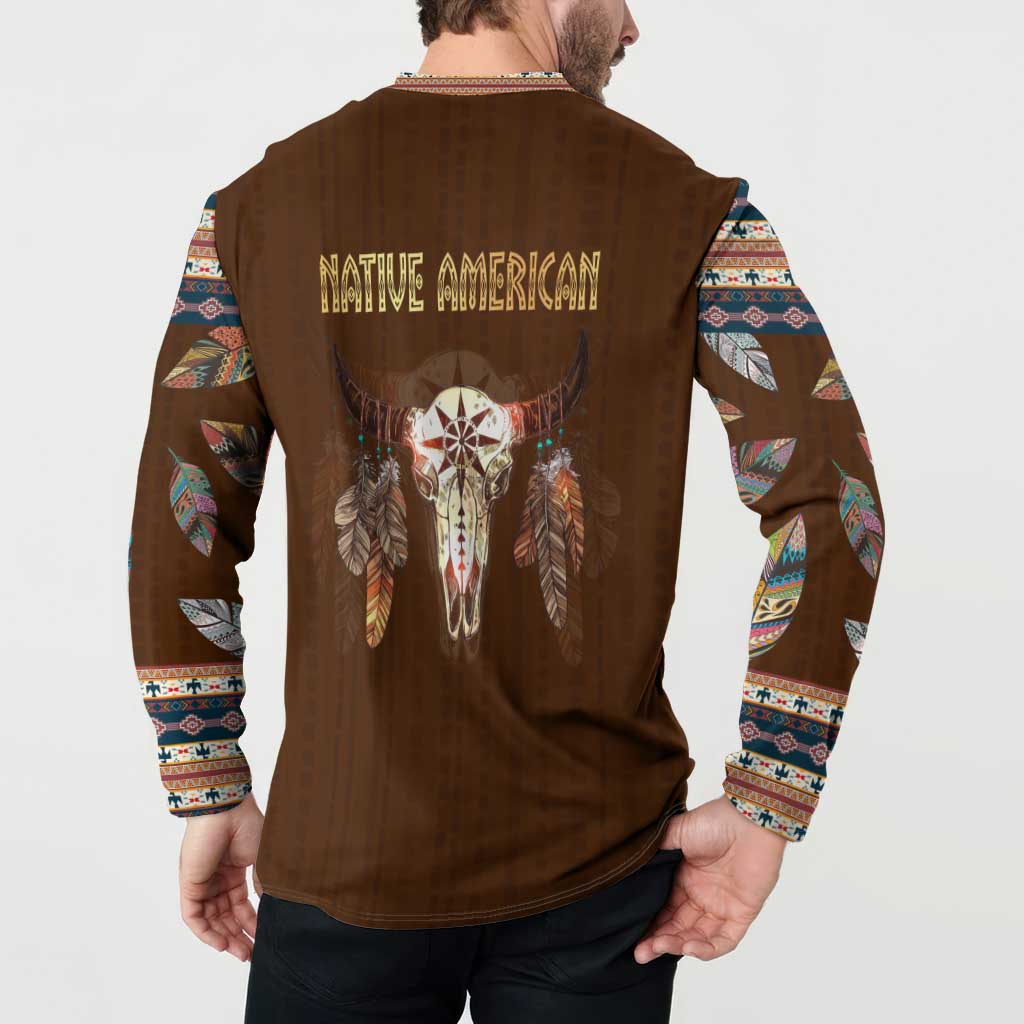 Native Skull Christmas Design Button Sweatshirt Xmas Holiday Patterns - Wonder Print Shop