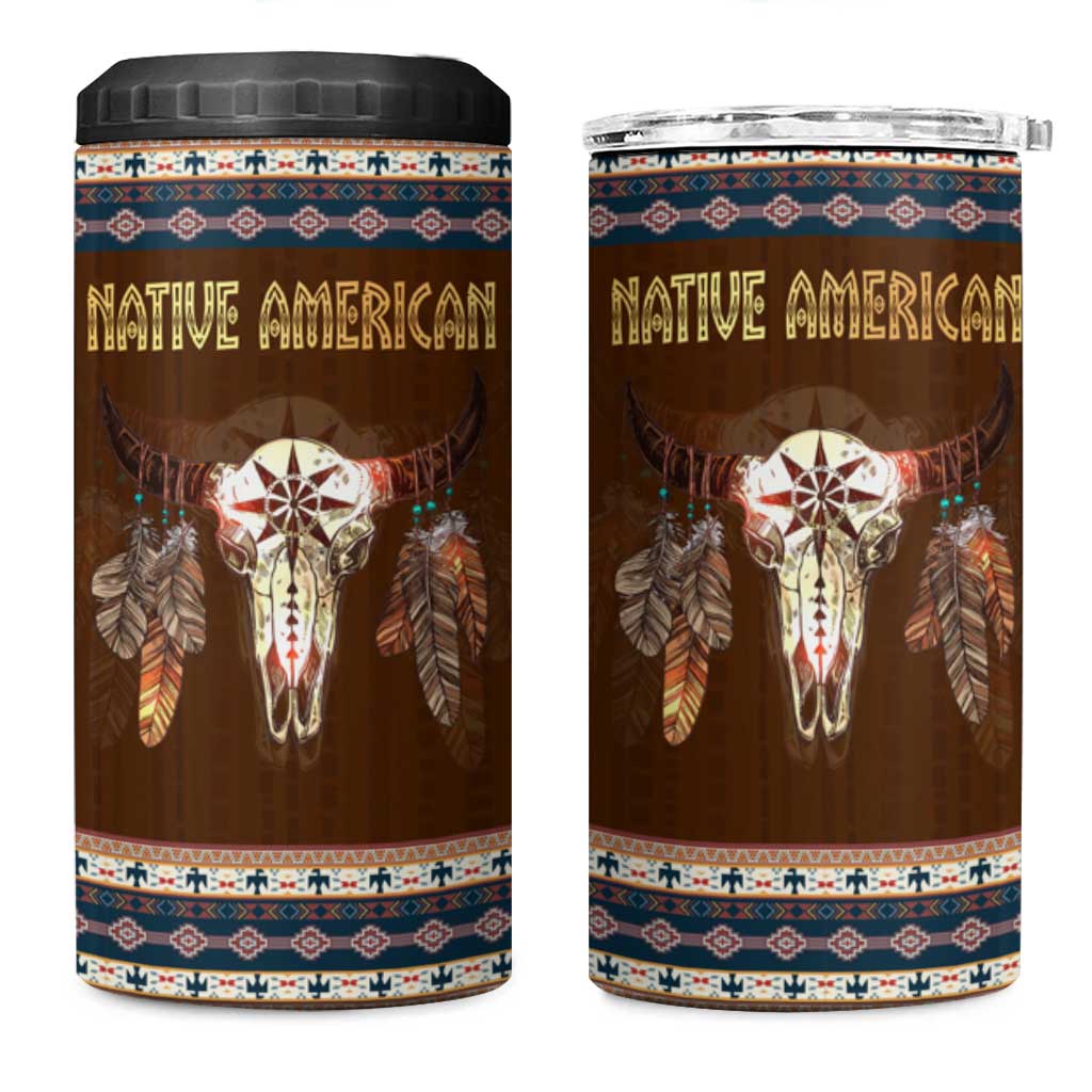 Native Skull Christmas Design 4 in 1 Can Cooler Tumbler Xmas Holiday Patterns - Wonder Print Shop