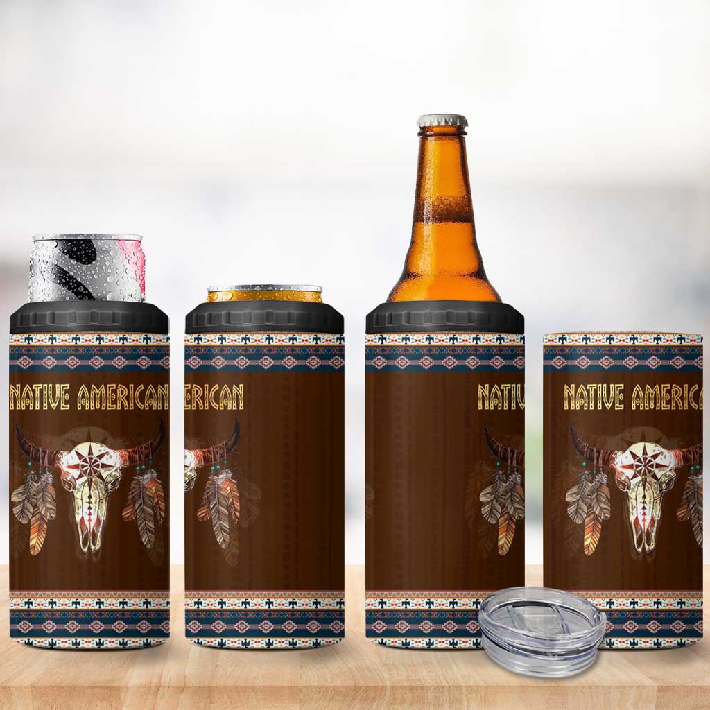 Native Skull Christmas Design 4 in 1 Can Cooler Tumbler Xmas Holiday Patterns - Wonder Print Shop