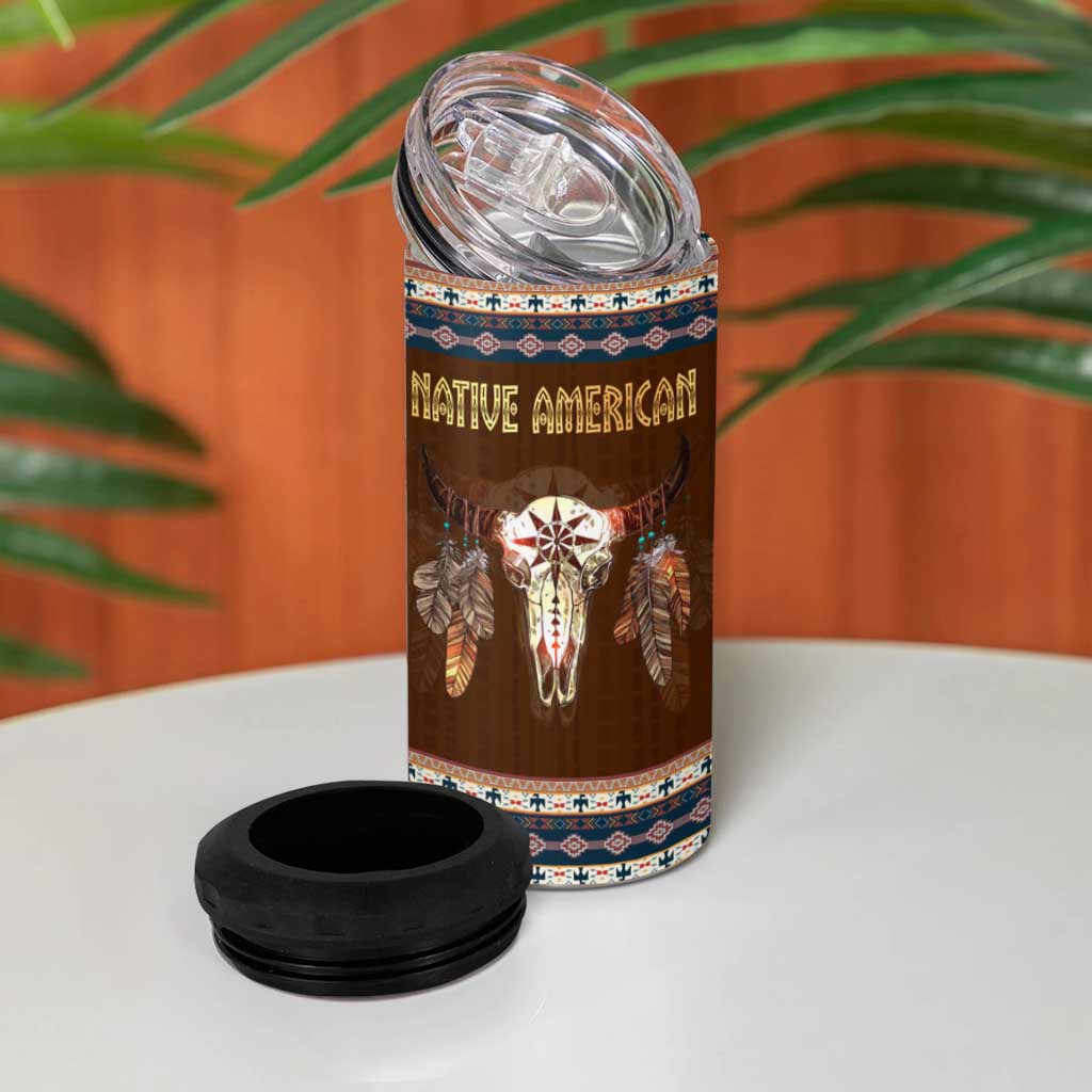 Native Skull Christmas Design 4 in 1 Can Cooler Tumbler Xmas Holiday Patterns - Wonder Print Shop