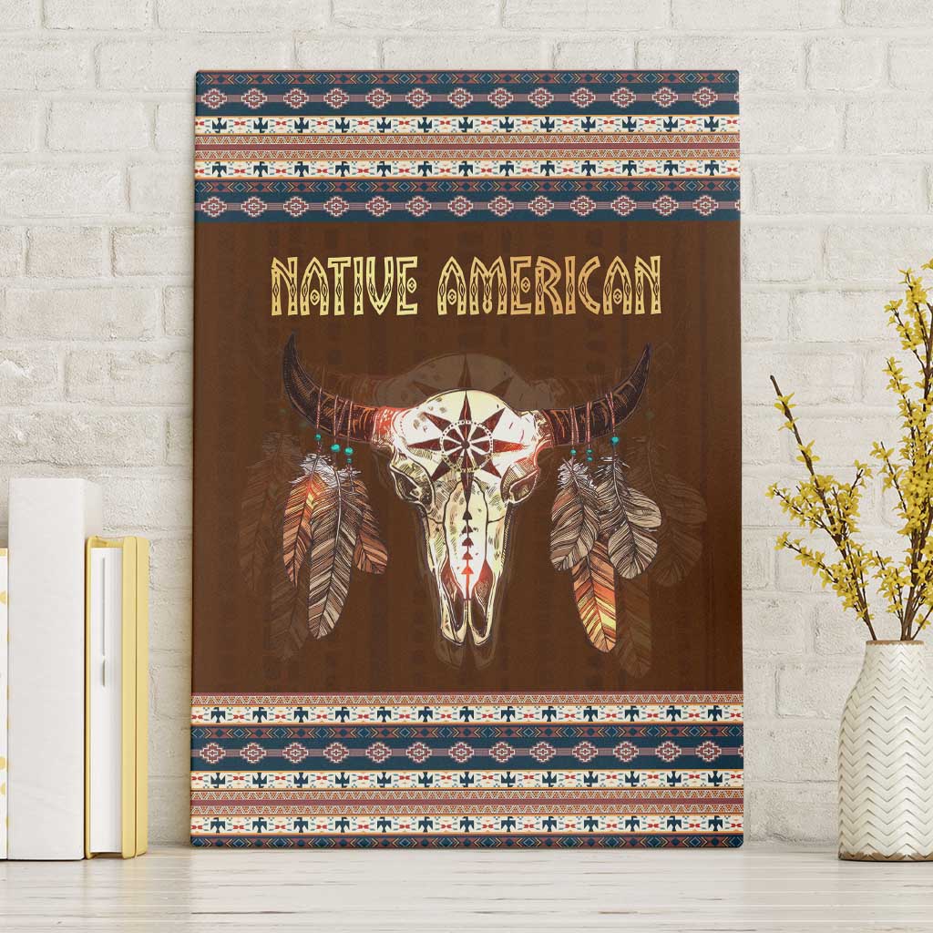 Native Skull Christmas Design Canvas Wall Art Xmas Holiday Patterns - Wonder Print Shop