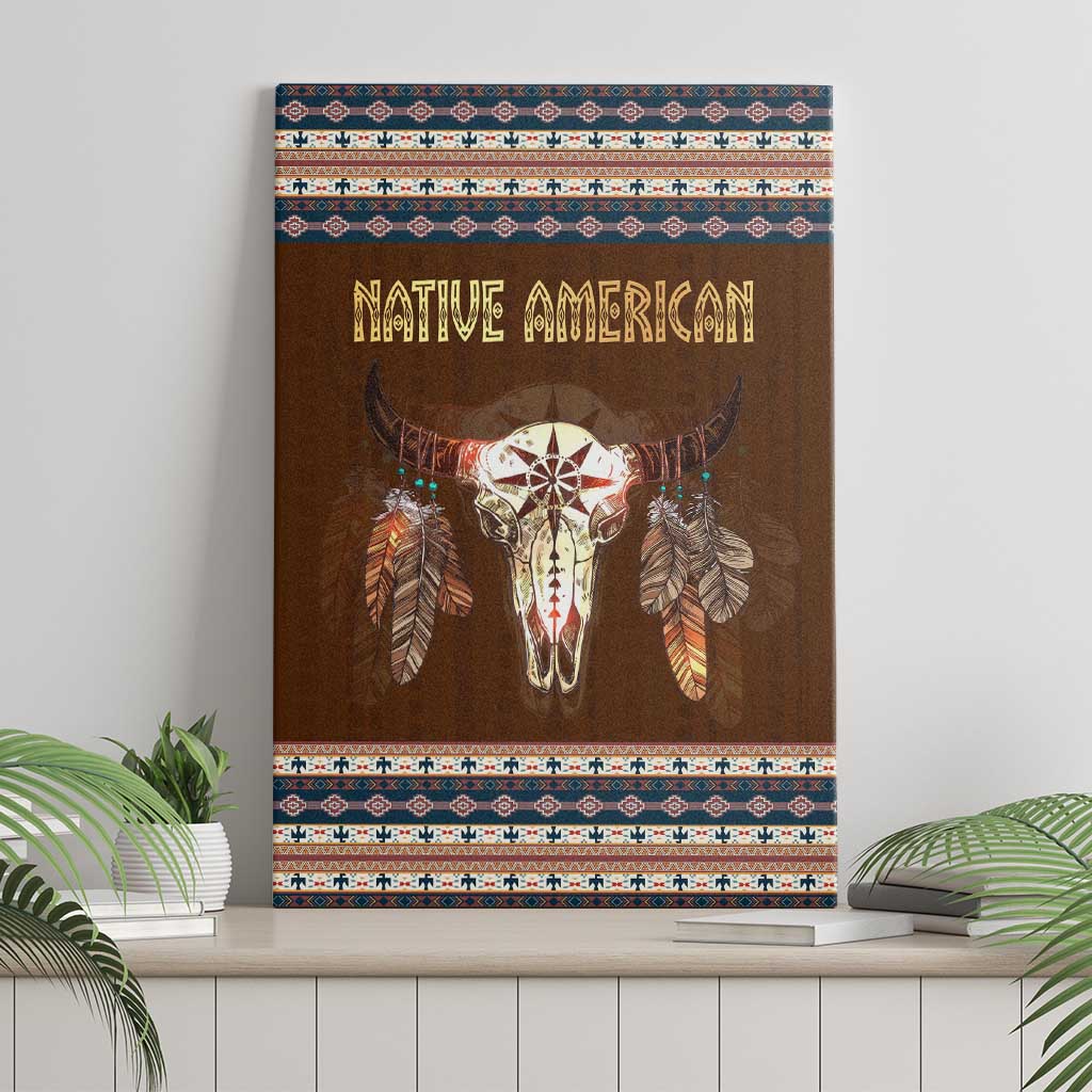 Native Skull Christmas Design Canvas Wall Art Xmas Holiday Patterns - Wonder Print Shop