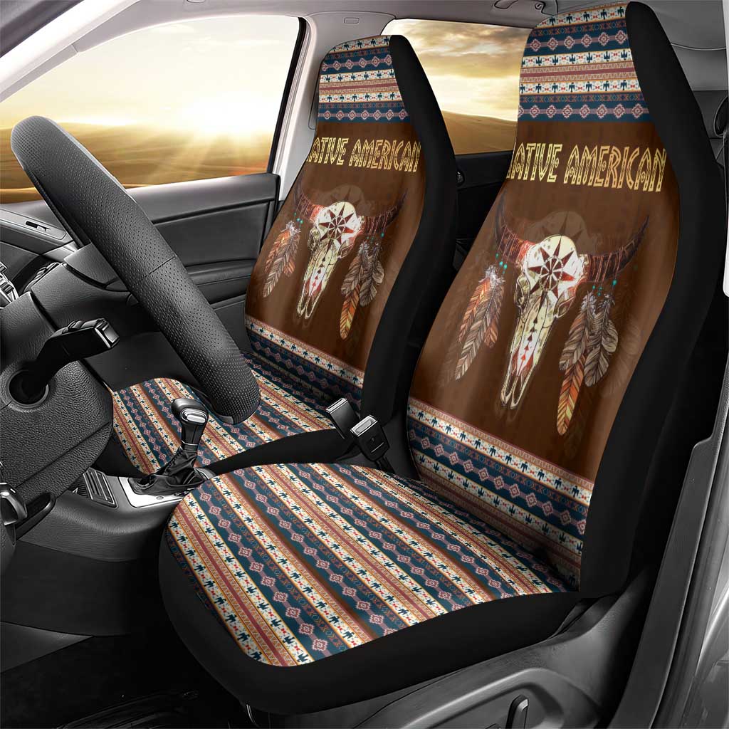 Native Skull Christmas Design Car Seat Cover Xmas Holiday Patterns - Wonder Print Shop