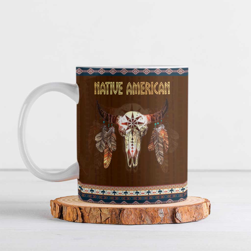 Native Skull Christmas Design Ceramic Mug Xmas Holiday Patterns - Wonder Print Shop