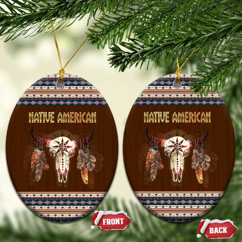 Native Skull Christmas Design Ceramic Ornament Xmas Holiday Patterns - Wonder Print Shop