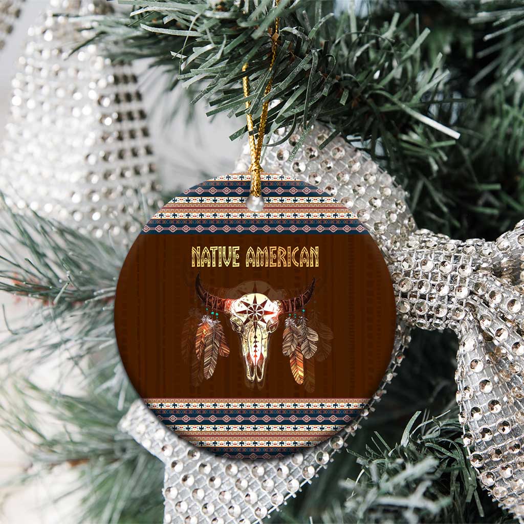 Native Skull Christmas Design Ceramic Ornament Xmas Holiday Patterns - Wonder Print Shop