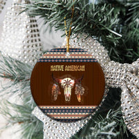 Native Skull Christmas Design Ceramic Ornament Xmas Holiday Patterns - Wonder Print Shop