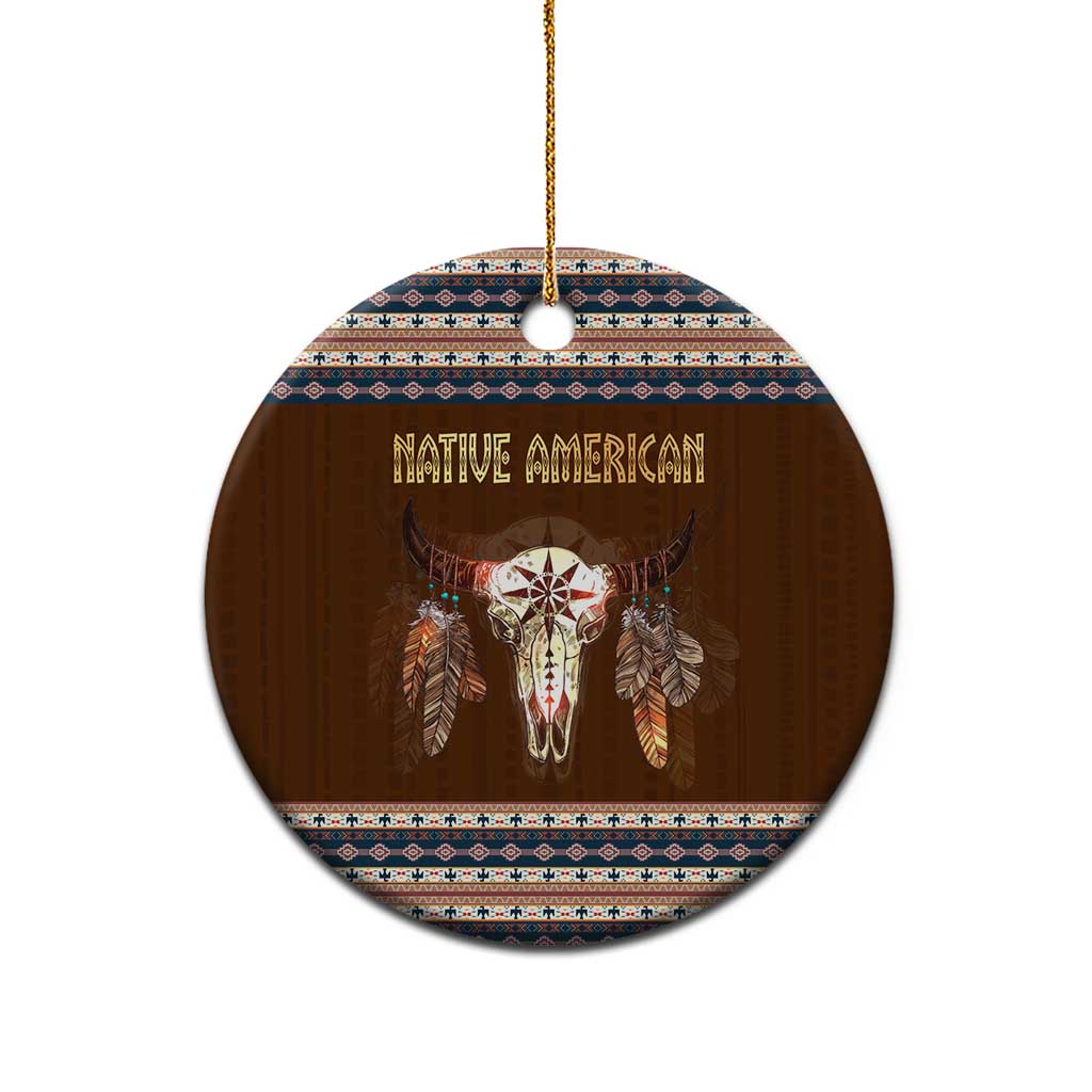 Native Skull Christmas Design Ceramic Ornament Xmas Holiday Patterns - Wonder Print Shop