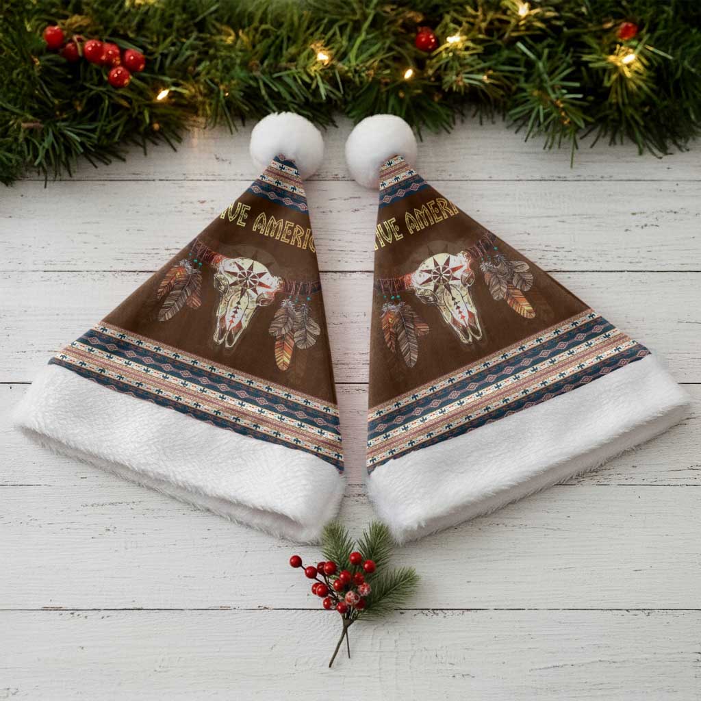 Native Skull Christmas Design Christmas Santa Hat Xmas Holiday Patterns - Wonder Print Shop