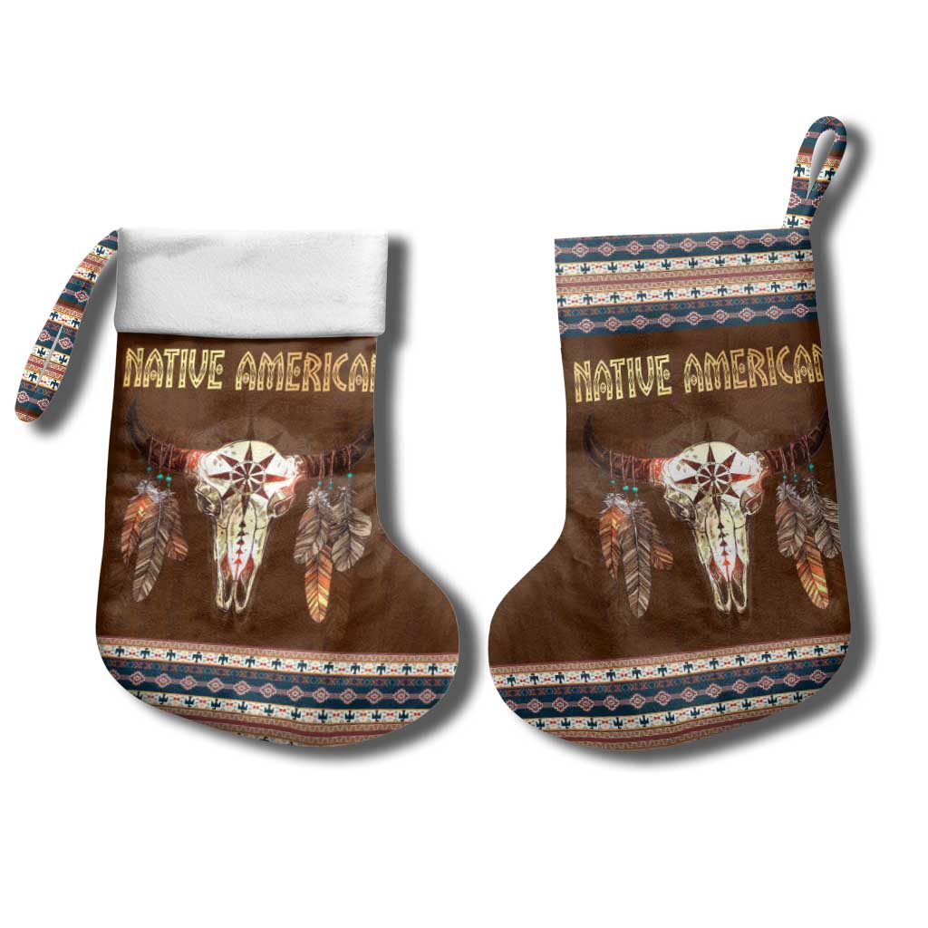 Native Skull Christmas Design Christmas Stocking Xmas Holiday Patterns - Wonder Print Shop