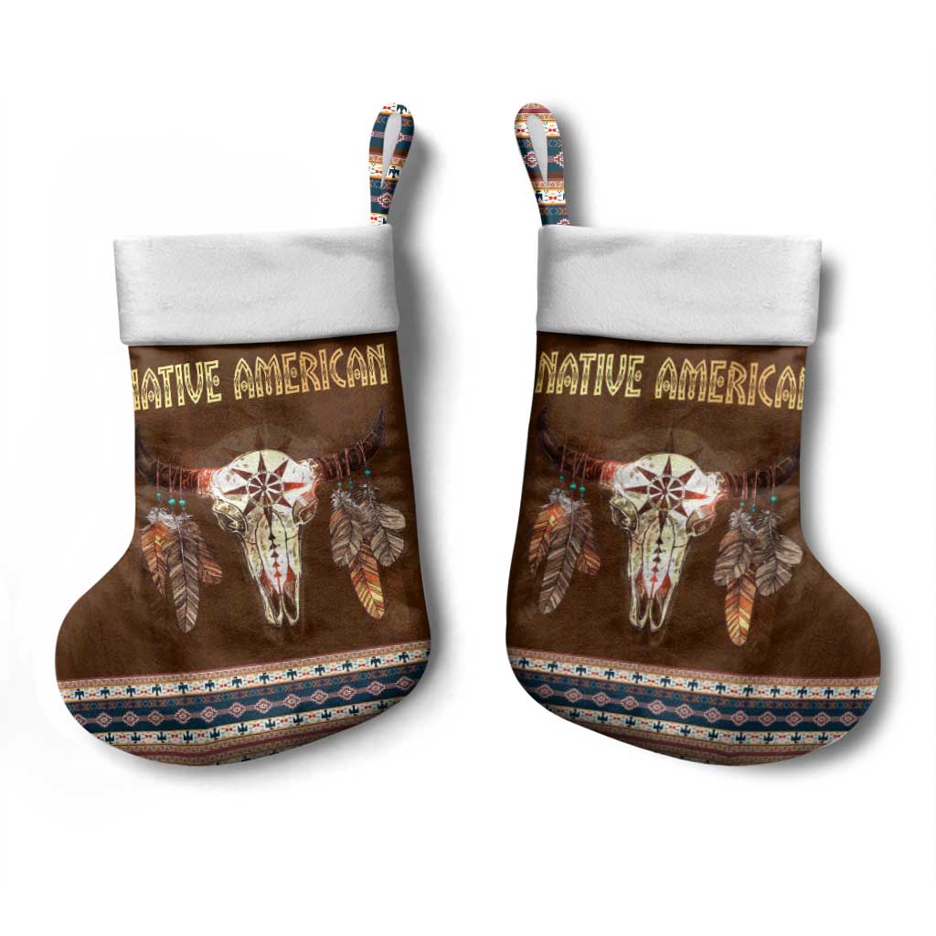 Native Skull Christmas Design Christmas Stocking Xmas Holiday Patterns - Wonder Print Shop