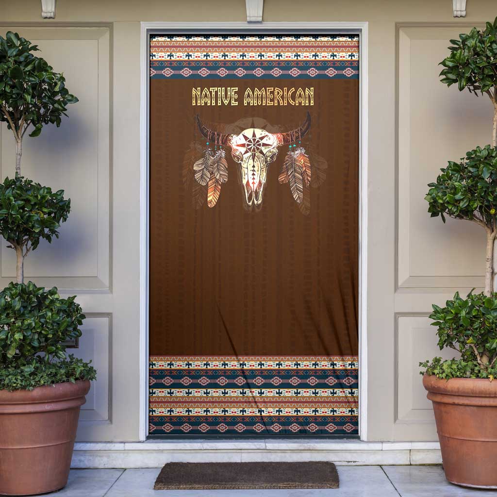Native Skull Christmas Design Door Cover Xmas Holiday Patterns - Wonder Print Shop