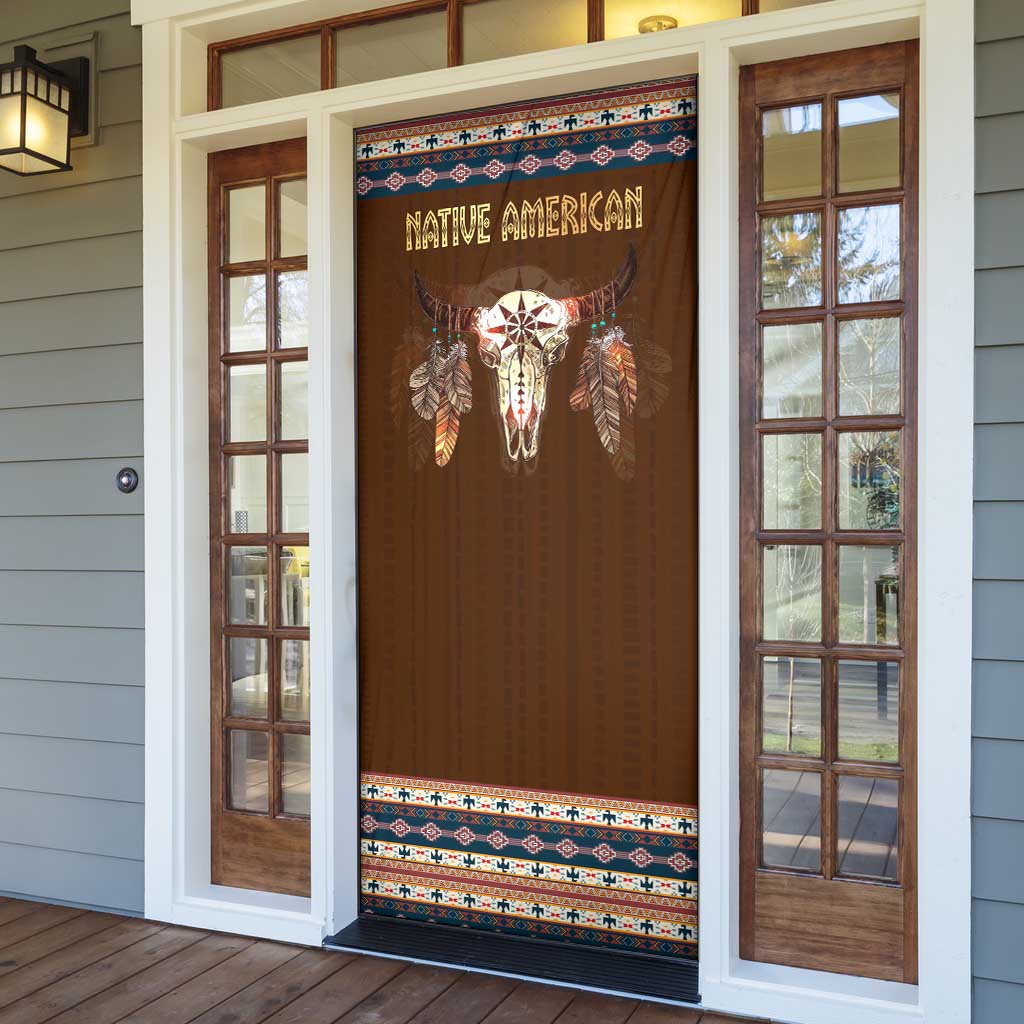 Native Skull Christmas Design Door Cover Xmas Holiday Patterns - Wonder Print Shop