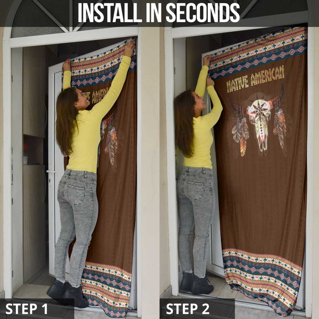 Native Skull Christmas Design Door Cover Xmas Holiday Patterns - Wonder Print Shop