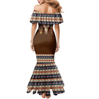 Native Skull Christmas Design Family Matching Mermaid Dress and Hawaiian Shirt Xmas Holiday Patterns - Wonder Print Shop