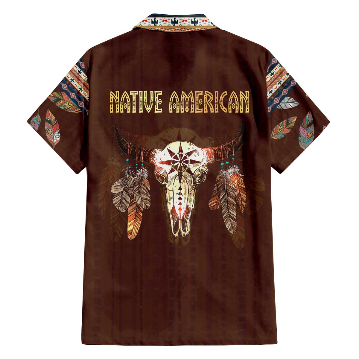 Native Skull Christmas Design Family Matching Off The Shoulder Long Sleeve Dress and Hawaiian Shirt Xmas Holiday Patterns - Wonder Print Shop