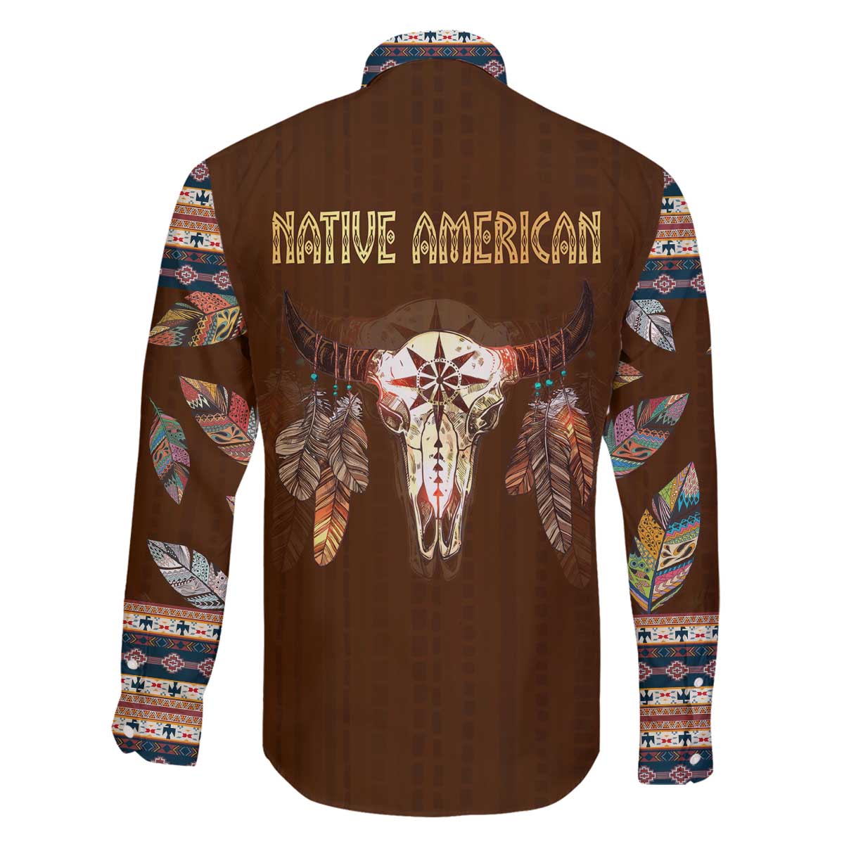 Native Skull Christmas Design Family Matching Off The Shoulder Long Sleeve Dress and Hawaiian Shirt Xmas Holiday Patterns - Wonder Print Shop