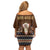Native Skull Christmas Design Family Matching Off Shoulder Short Dress and Hawaiian Shirt Xmas Holiday Patterns - Wonder Print Shop