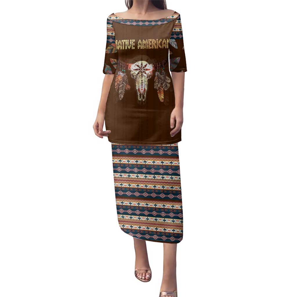 Native Skull Christmas Design Family Matching Puletasi and Hawaiian Shirt Xmas Holiday Patterns - Wonder Print Shop