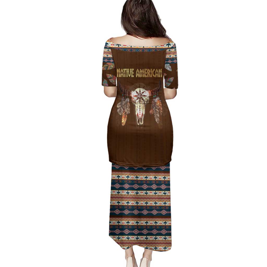 Native Skull Christmas Design Family Matching Puletasi and Hawaiian Shirt Xmas Holiday Patterns - Wonder Print Shop