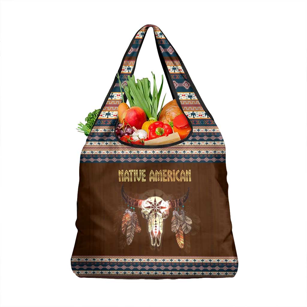 Native Skull Christmas Design Grocery Bag Xmas Holiday Patterns - Wonder Print Shop