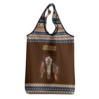 Native Skull Christmas Design Grocery Bag Xmas Holiday Patterns - Wonder Print Shop