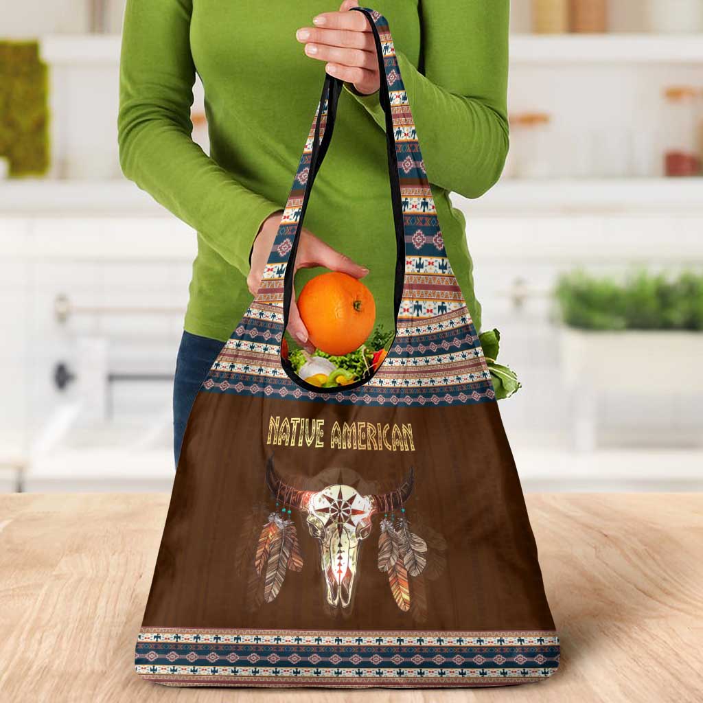 Native Skull Christmas Design Grocery Bag Xmas Holiday Patterns - Wonder Print Shop