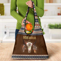 Native Skull Christmas Design Grocery Bag Xmas Holiday Patterns - Wonder Print Shop