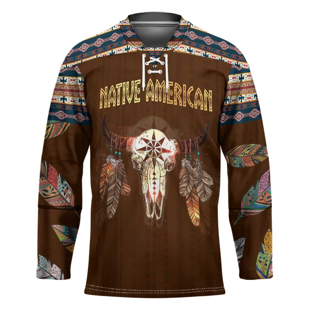 Native Skull Christmas Design Hockey Jersey Xmas Holiday Patterns - Wonder Print Shop