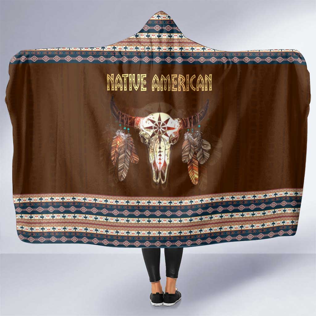 Native Skull Christmas Design Hooded Blanket Xmas Holiday Patterns - Wonder Print Shop