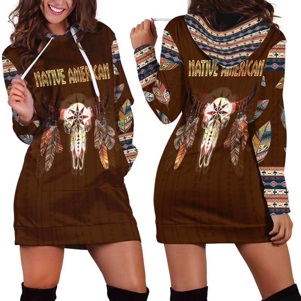 Native Skull Christmas Design Hoodie Dress Xmas Holiday Patterns - Wonder Print Shop