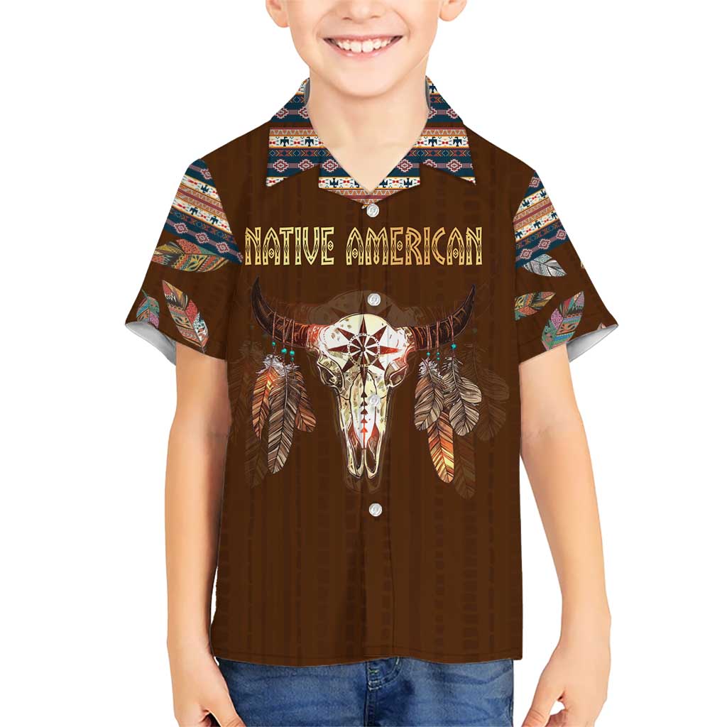 Native Skull Christmas Design Kid Hawaiian Shirt Xmas Holiday Patterns - Wonder Print Shop