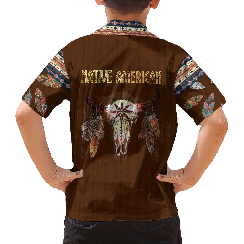 Native Skull Christmas Design Kid Hawaiian Shirt Xmas Holiday Patterns - Wonder Print Shop