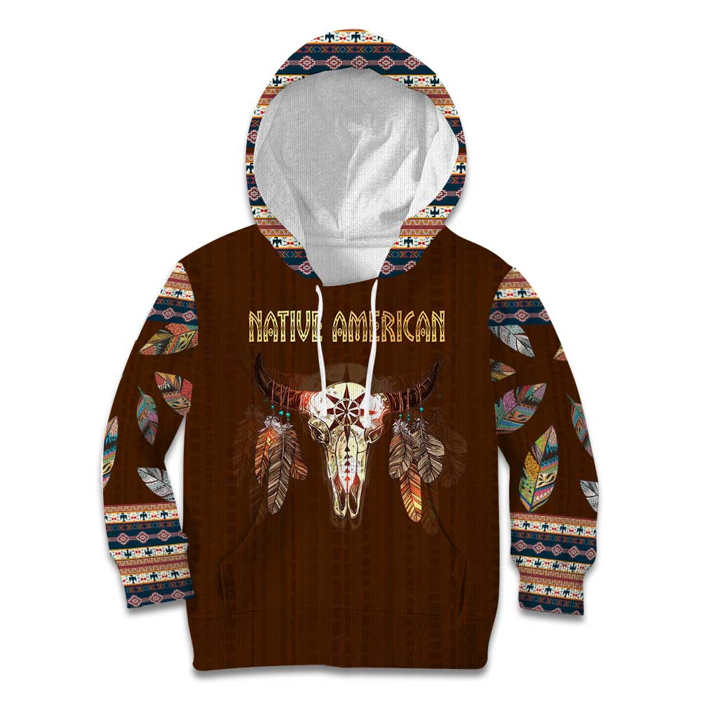 Native Skull Christmas Design Kid Hoodie Xmas Holiday Patterns - Wonder Print Shop