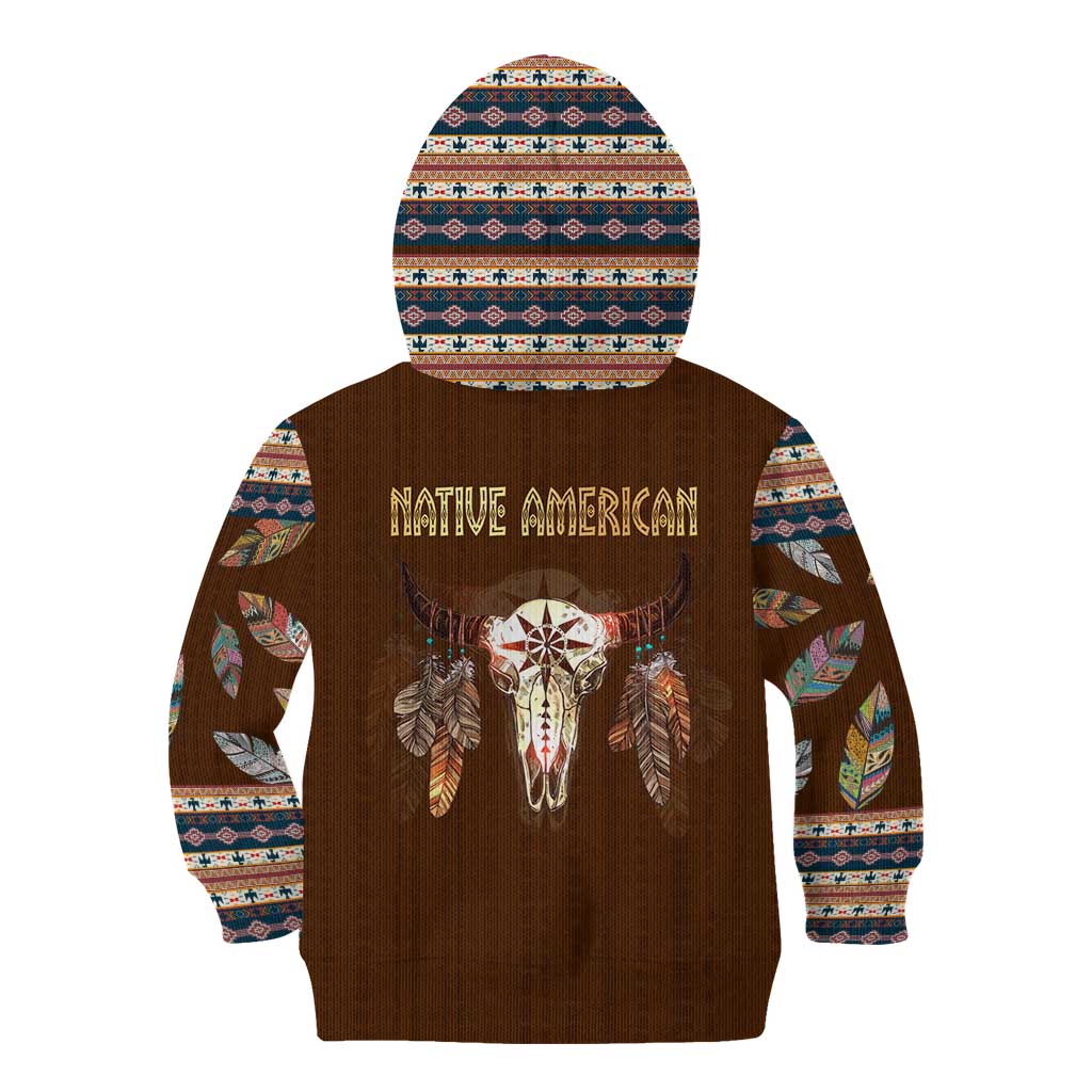 Native Skull Christmas Design Kid Hoodie Xmas Holiday Patterns - Wonder Print Shop