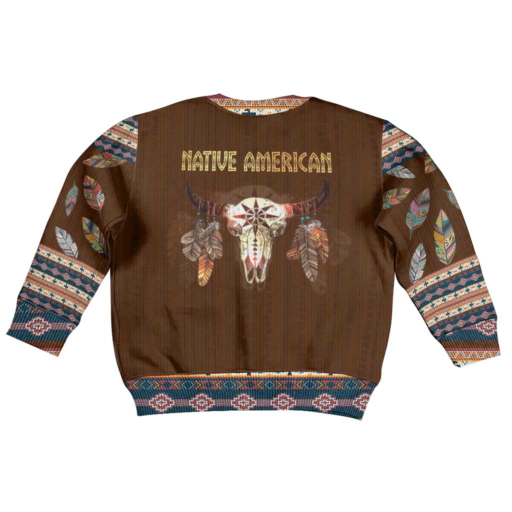 Native Skull Christmas Design Kid Ugly Christmas Sweater Xmas Holiday Patterns - Wonder Print Shop