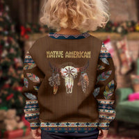 Native Skull Christmas Design Kid Ugly Christmas Sweater Xmas Holiday Patterns - Wonder Print Shop