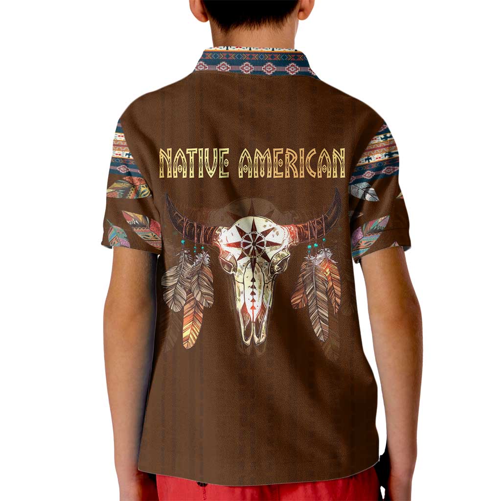 Native Skull Christmas Design Kid Polo Shirt Xmas Holiday Patterns - Wonder Print Shop