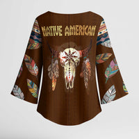 Native Skull Christmas Design Kimono Sleeve Blouse Xmas Holiday Patterns - Wonder Print Shop