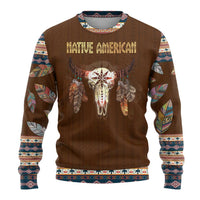 Native Skull Christmas Design Ugly Christmas Sweater Xmas Holiday Patterns - Wonder Print Shop