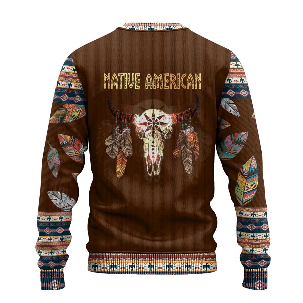 Native Skull Christmas Design Ugly Christmas Sweater Xmas Holiday Patterns - Wonder Print Shop
