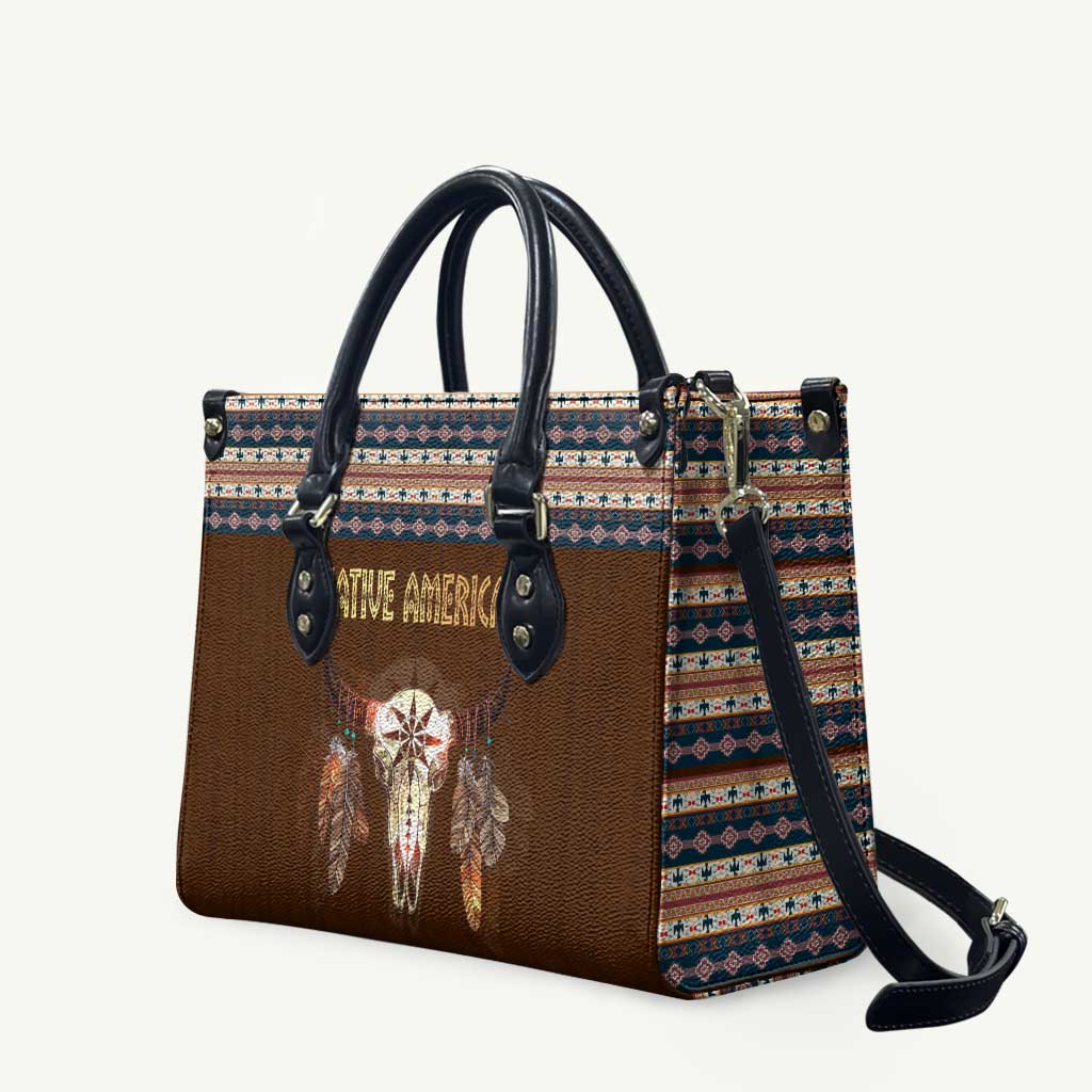 Native Skull Christmas Design Leather Bag Xmas Holiday Patterns - Wonder Print Shop